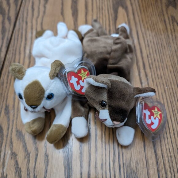 TY Beanie Babies Pounce 1997 and Snip 1996 the Cats